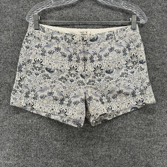 ORFEO Paris Shorts Womens S Blue Floral Tweed Mid Rise Preppy Classic Old Money - Picture 1 of 8